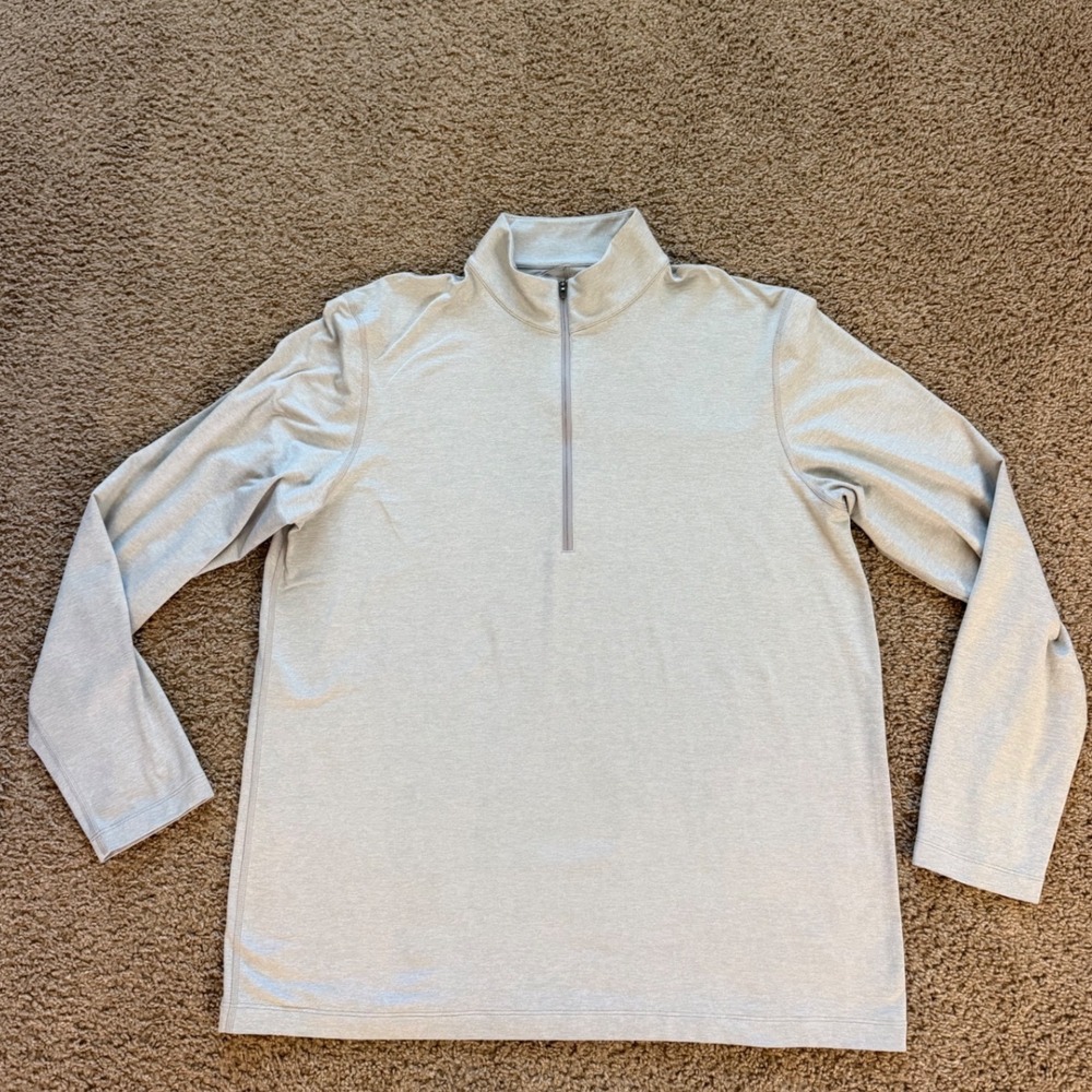 Lululemon Mens Half Zip Pullover Light Grey Heathered Athletic Training Top